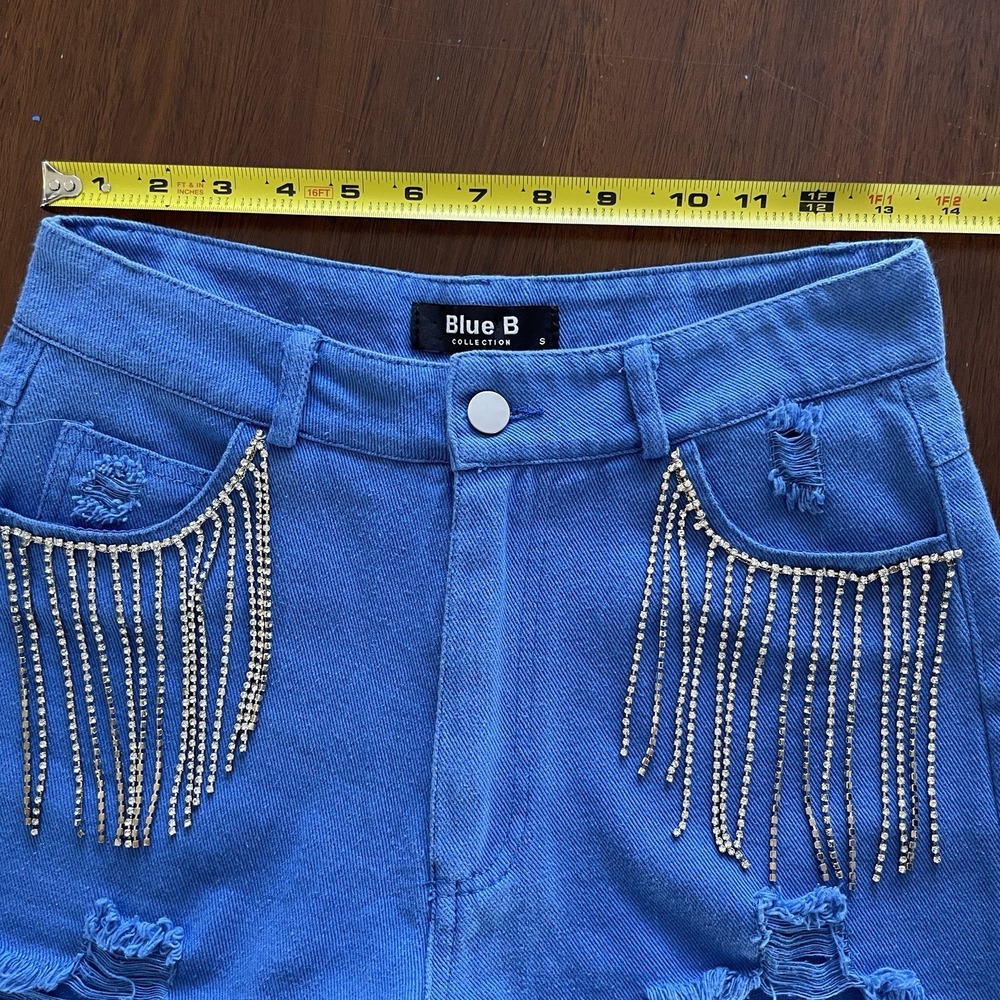 Blue B Women's High Rise Rhinestone Fringe Shorts - Small Cowgirl Rodeo Festival - Picture 10 of 13